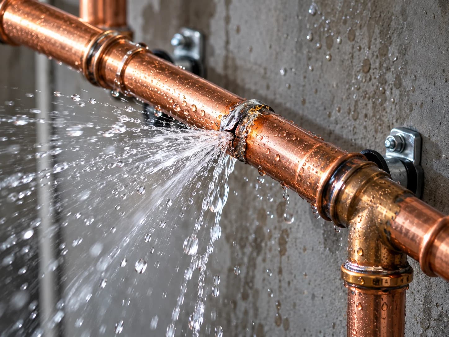 Burst copper pipe